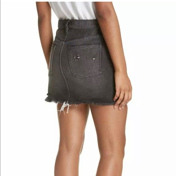 Free People Black Distressed Destroyed Denim Skirt - Picture 2 of 5